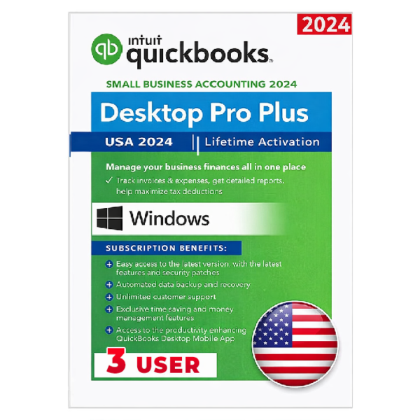 QuickBooks Desktop Pro Plus 2024 No Subscription Lifetime (3-Users) | Windows